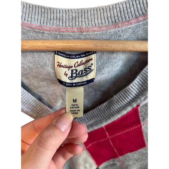 Heritage Collection by Bass Argyle Gray Pink V-neck Sweater Women's Size M - Picture 2 of 3